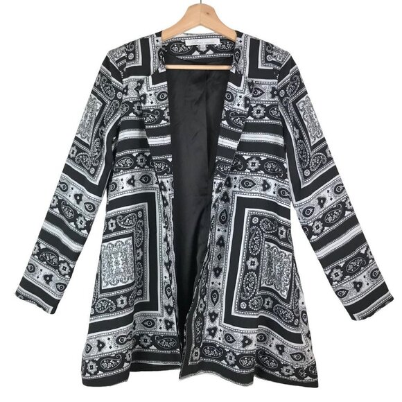 Lovers + Friends Black & White Open Front Blazer Size Small - Picture 1 of 9